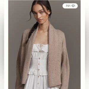 Anthropologie Flat White Mariel Cashmere-Blend Cardigan Sweater